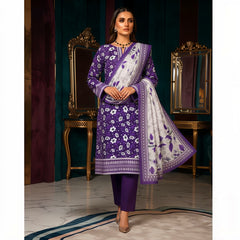 3 Pcs Lawn Unstitched Suit 124